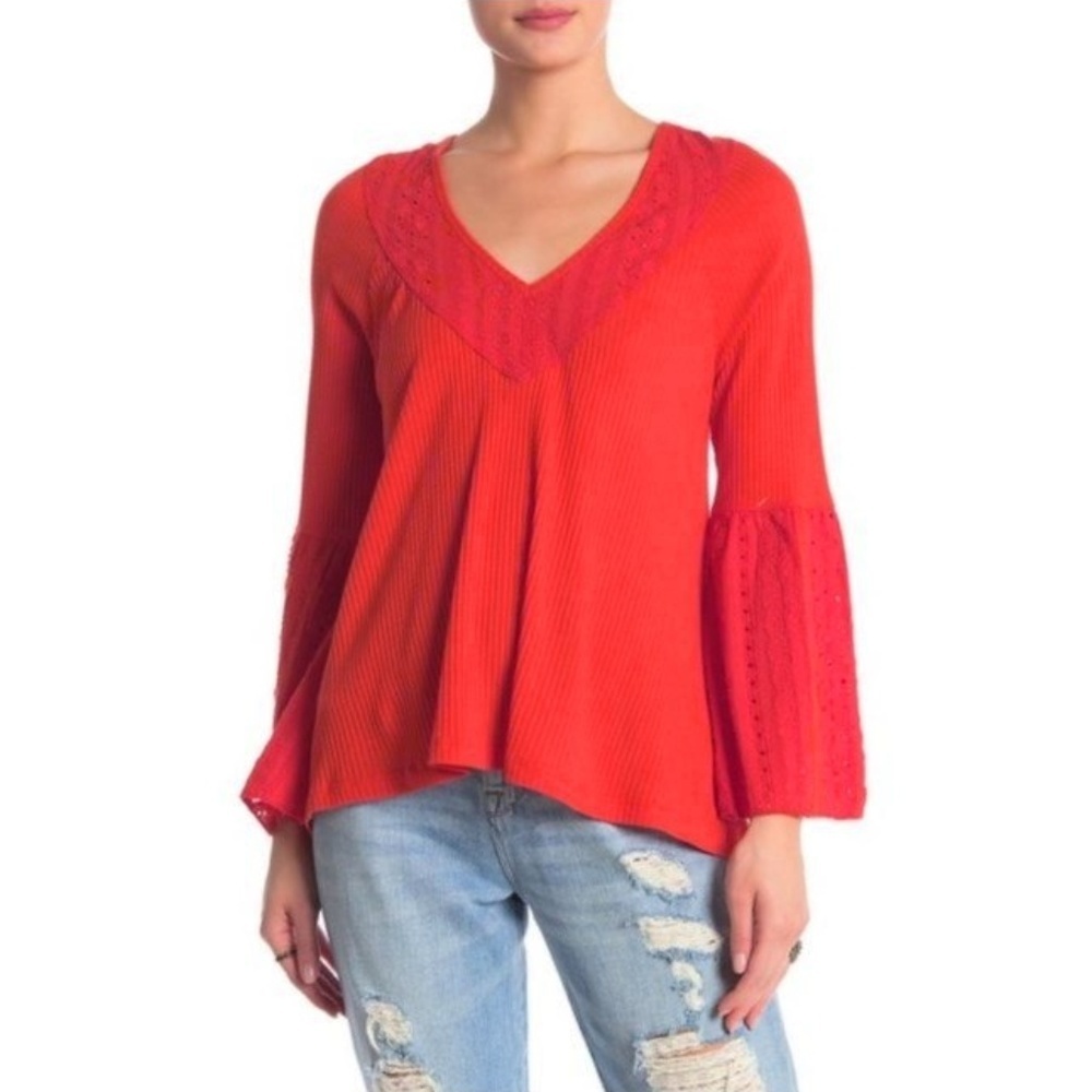 Free People Parisian Nights Top Vermillion Small